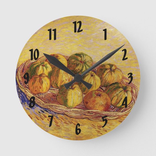 Stillleben, Äpfelkörbe von Vincent van Gogh Runde Wanduhr (Vorderseite)