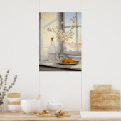 Stillleben-Arrangement auf der Fensterbank Poster (Küche)