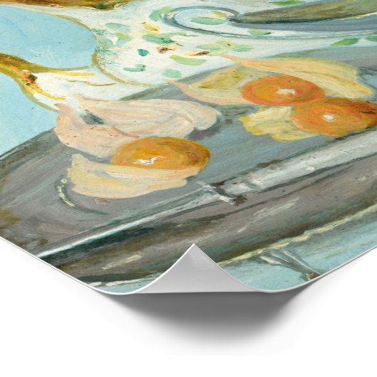 Stillleben auf blauem Hintergrund | Tadeusz Makows Poster (Ecke)