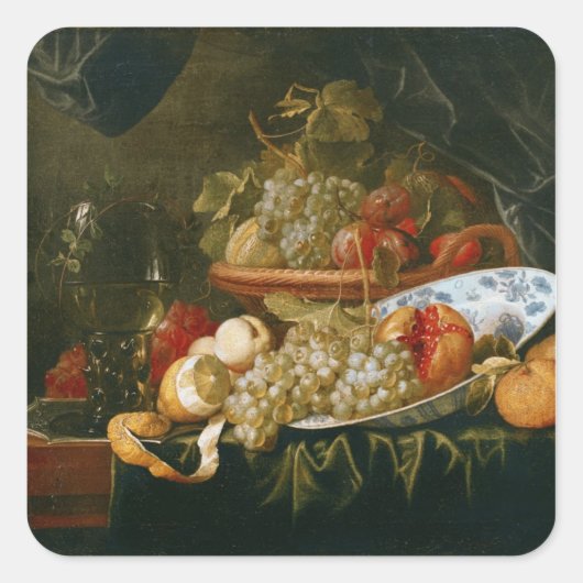 Stillleben bei Obst Quadratischer Aufkleber (Vorderseite)