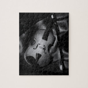 Stillleben-Bild einer Violine in s/w Puzzle