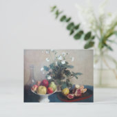 Stillleben Blume Gericht Obst und Karaffe Postkarte (Stehend Vorderseite)