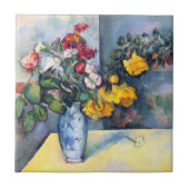 Stillleben Blume in einer Vase von Paul Cezanne Fliese (Vorderseite)