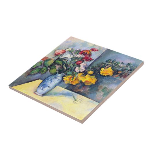 Stillleben Blume in einer Vase von Paul Cezanne Fliese (Seite)