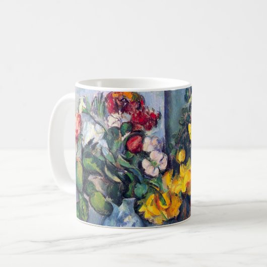 Stillleben Blume in einer Vase von Paul Cezanne Kaffeetasse (Vorderseite Links)