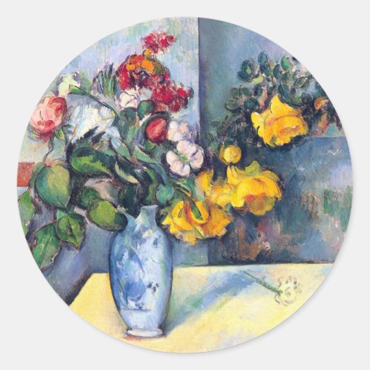 Stillleben Blume in einer Vase von Paul Cezanne Runder Aufkleber (Vorderseite)