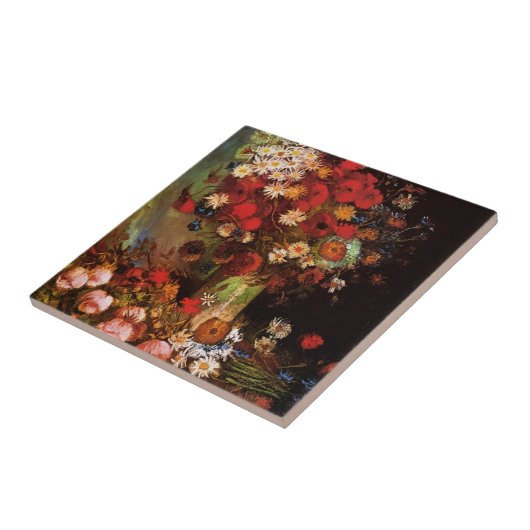 Stillleben Blume in einer Vase von Vincent van Gog Fliese (Seite)