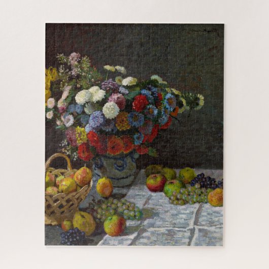 Stillleben Blume und Obst Claude Monet 1869 Puzzle (Vertikal)