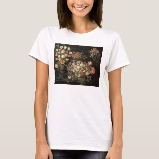 Stillleben Blume, Vintages Blumenbarock T-Shirt (Vorderseite)