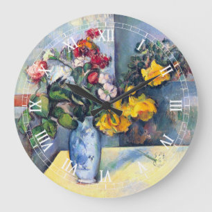 Stillleben Blumen in einer Vase von Paul Cezanne Große Wanduhr