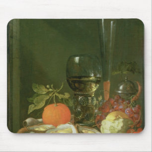 Stillleben der Austern, Trauben, Brot Mousepad