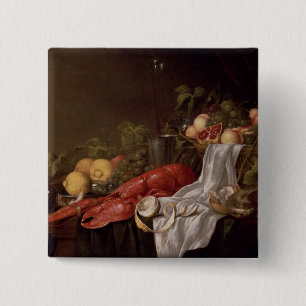 Stillleben der Frucht und des Hummers Button