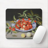 Stillleben der Kirschen und der Pfirsiche Mousepad (Mit Mouse)