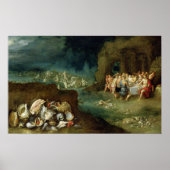 Stillleben der Muscheln mit dem Götterfest Poster (Vorne)