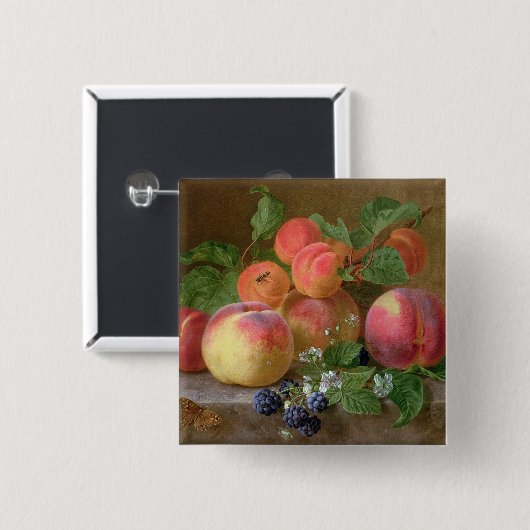 Stillleben der Pfirsiche Button (Vorne & Hinten)