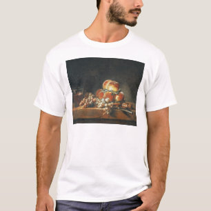 Stillleben der Pfirsiche, Nüsse, Trauben T-Shirt