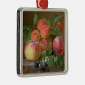 Stillleben der Pfirsiche Silbernes Ornament (Rechts)