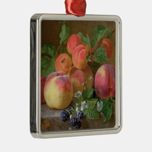 Stillleben der Pfirsiche Silbernes Ornament (Rechts)