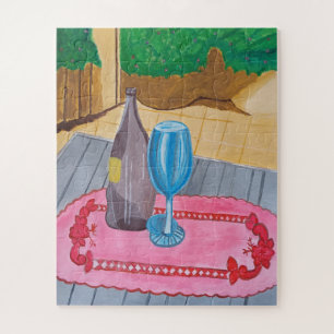 Stillleben - Eine Flasche und ein Glas-Rätsel Puzzle