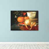 Stillleben einer Orange Leinwanddruck (Insitu (Holzboden))