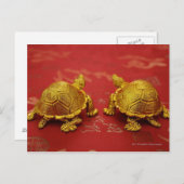 Stillleben eines Paares goldener Tortoise-Figuren Postkarte (Vorne/Hinten)