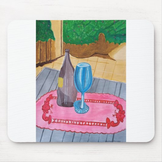 Stillleben, Flasche und Glas Mousepad (Vorne)