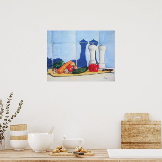 Stillleben Gemälde auf der Tafel Poster (Küche)