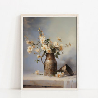 Stillleben-Gemälde Blumen Vase, Vintage Küche Poster