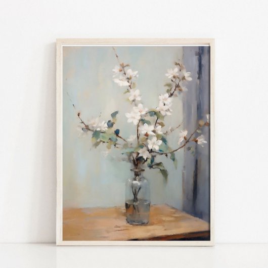 Stillleben-Gemälde Blumen Vase, Vintage Küchen-D Poster