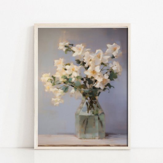 Stillleben-Gemälde Blumenvase, neutrales Stilllebe Poster