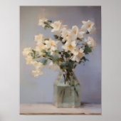 Stillleben-Gemälde Blumenvase, neutrales Stilllebe Poster (Vorne)