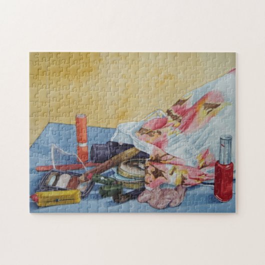 Stillleben Gemälde Retro-Make-up Tasche Puzzle (Horizontal)
