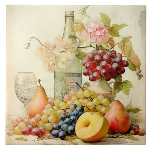 Stillleben im Stil der alten Welt - Keramik Fliese (Vorderseite)