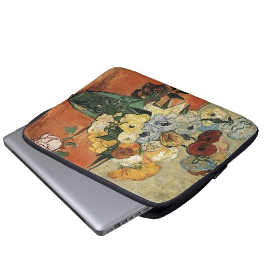 Stillleben - Japanische Vase mit Rose und Anemonen Laptopschutzhülle (Vorne Knopf)