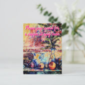 Stillleben Kommen Sie für einen Cuppa Postkarte (Stehend Vorderseite)