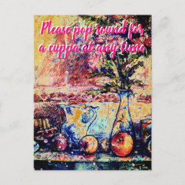 Stillleben Kommen Sie für einen Cuppa Postkarte