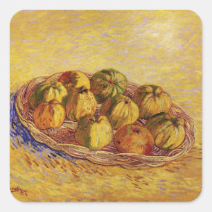 Stillleben, Korb mit Äpfeln von Vincent van Gogh Quadratischer Aufkleber