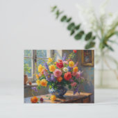 Stillleben Kunst Blumen im Vasen Postkarte (Stehend Vorderseite)