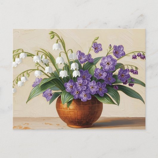 Stillleben Maiglöckchen Blumena Ölmalerei Postkarte (Vorderseite)