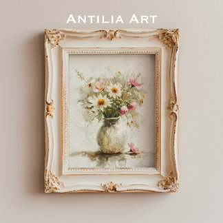 Stillleben Malen Frühlingsbrunnen Blume Bouquet in Poster