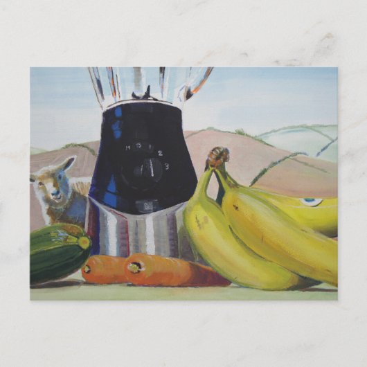 Stillleben Malerei Obst Gemüse Mixer Postkarte (Vorderseite)