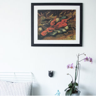 Stillleben Miesmuscheln und Garnelen von Vincent v Poster