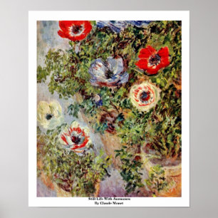 Stillleben mit Anemonen von Claude Monet Poster