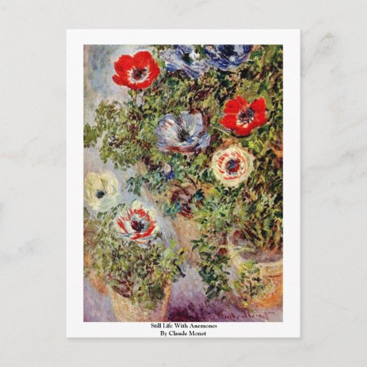 Stillleben mit Anemonen von Claude Monet Postkarte (Vorderseite)