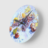 Stillleben mit Äpfeln, Birnen, Trauben - Van Gogh Runde Wanduhr (Winkel)