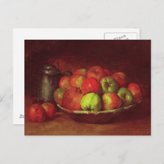 Stillleben mit Äpfeln und einem Granatapfel Postkarte (Vorne/Hinten)