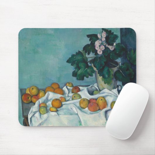 Stillleben mit Äpfeln und einem Pot von Primrosen: Mousepad (Mit Mouse)