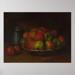 Stillleben mit Äpfeln und Granatapfel Poster
