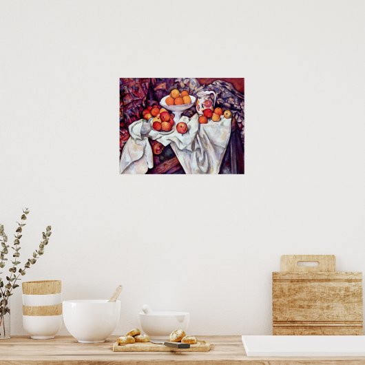 Stillleben mit Äpfeln und Orangen von Paul Cezanne Poster (Küche)