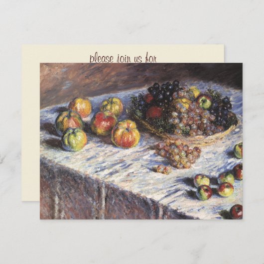 Stillleben mit Äpfeln und Trauben von Claude Monet Einladung (Vorne/Hinten)